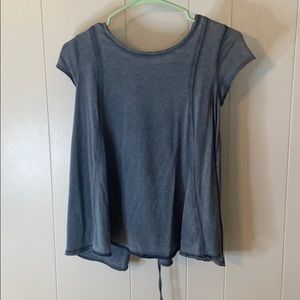 Distressed light blue top